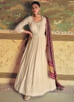 Georgette Off White Wedding Wear Embroidery Work Readymade Gown With Dupatta